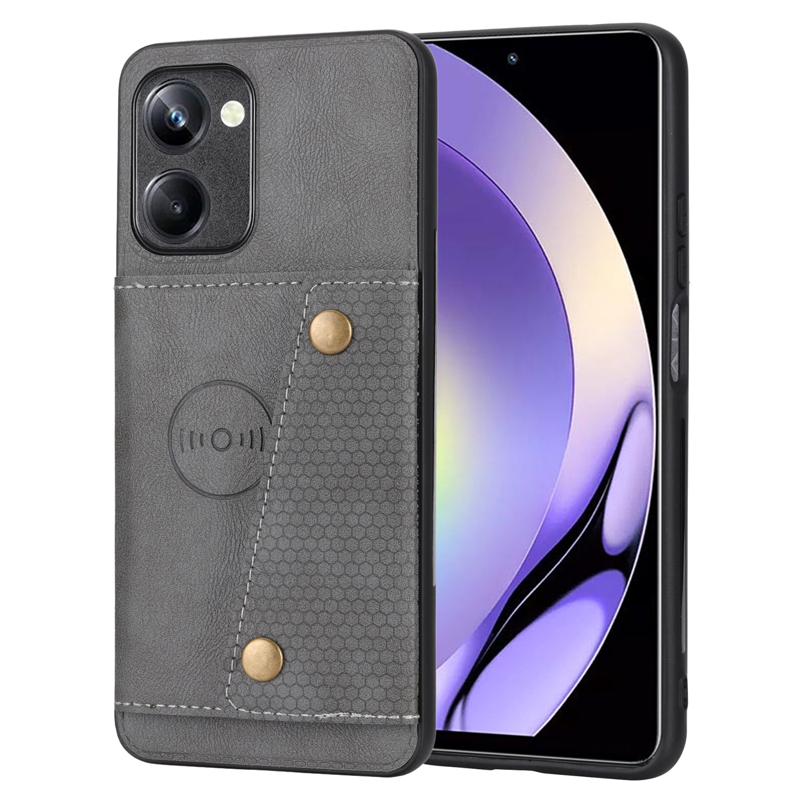 Kickstand Phone Case for Realme 10 Pro 5G Dual Button Card Holder PU Leather Coated TPU Cover with Built-in Metal Sheet Kickstand Phone Case for Realme 10 Pro 5G Dual Button Card Holder PU Leather Coated TPU Cover with Built-in Metal Sheet
